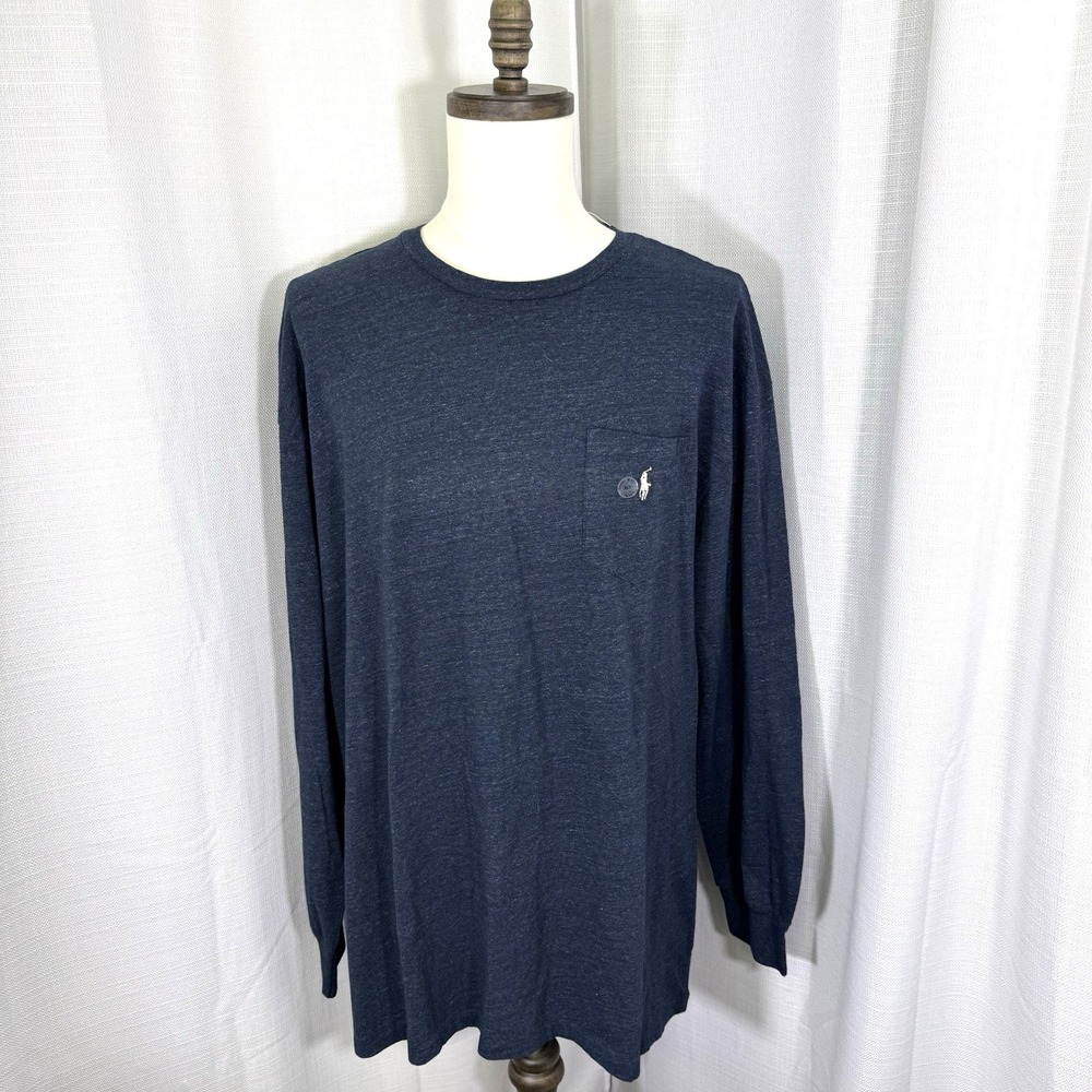 NWOT Polo Ralph Lauren Pocket T-Shirt L/S‎ Tall 100% Cotton Preppy Blue Mens XLT